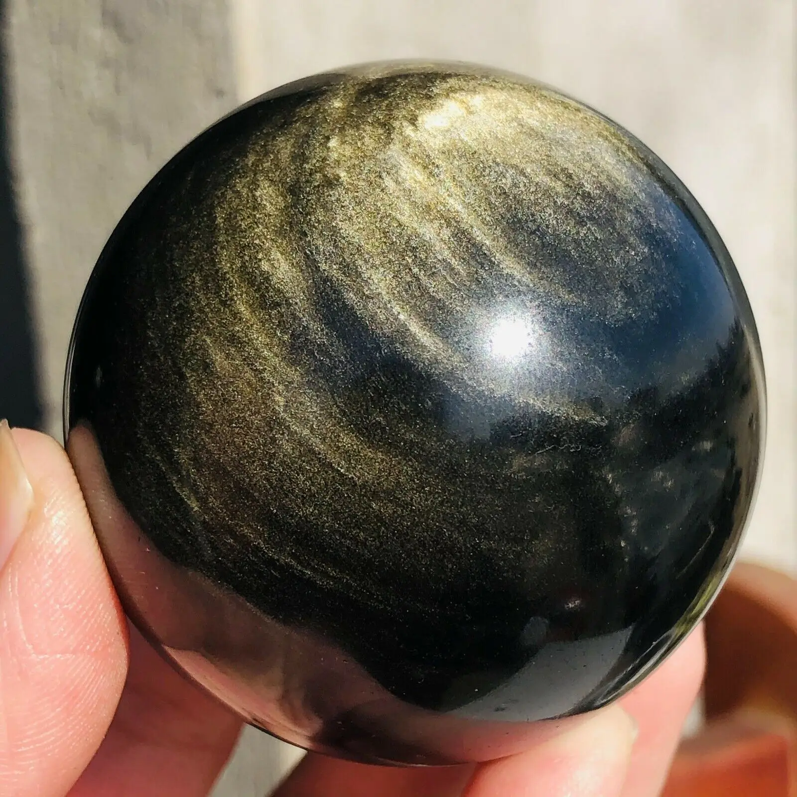 Beautiful Natural Gold Obsidian Crystal Ball Natural Crystal Reiki Healing 5
