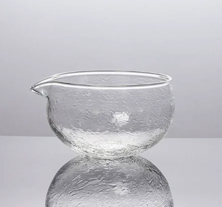 Elegant 500ml Japanese Style Hammered Glass Matcha Tea Set with Spout