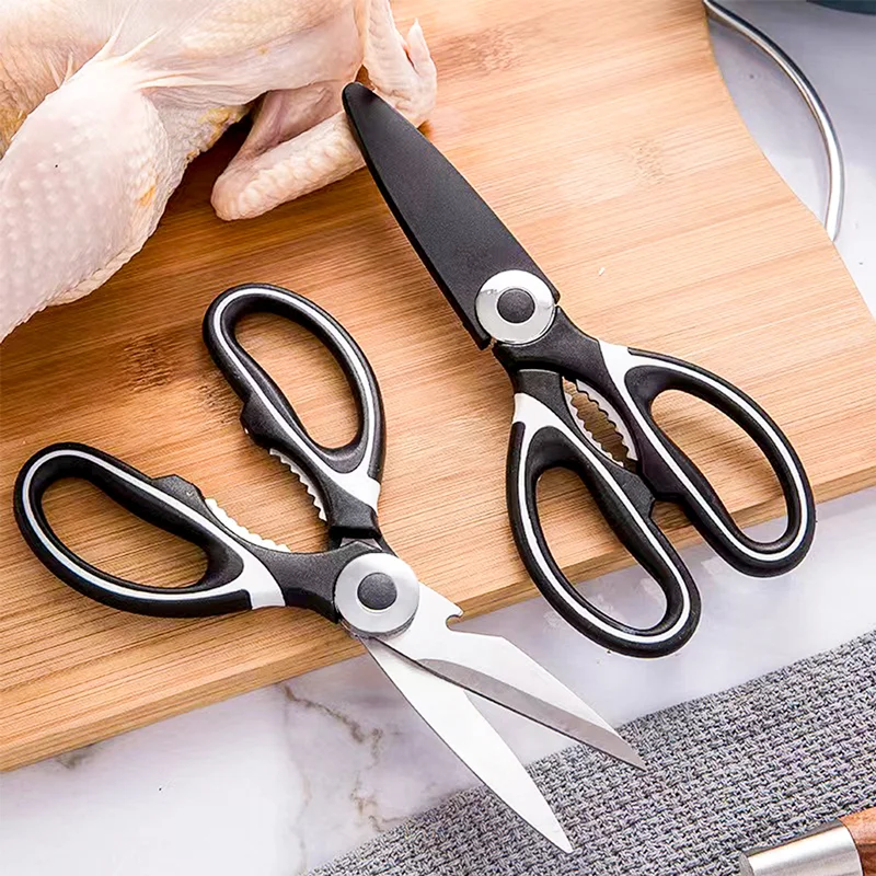 Multifunctional Household Scissors Stainless Steel Two-color Plastic Handle  Kitchen Strong Scissors Student Office Scissors - AliExpress