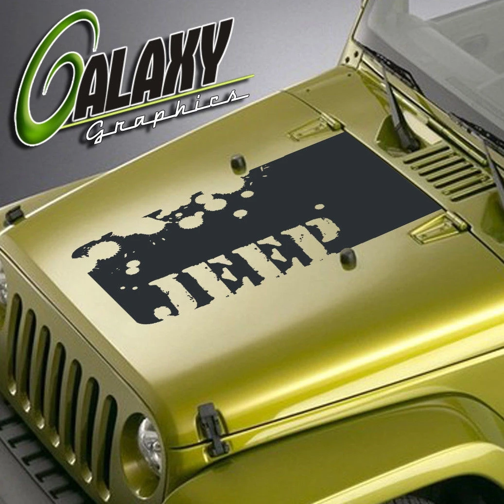 

For Jeep Wrangler Blackout Hood Decal Splatter Design Vinyl Matte Black Sticker