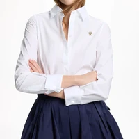 CH mode femmes chemise de haute qualité marque lettre étiquette accessoires pur blanc 2025 nouvelles femmes Sexy à manches longues chemise 2