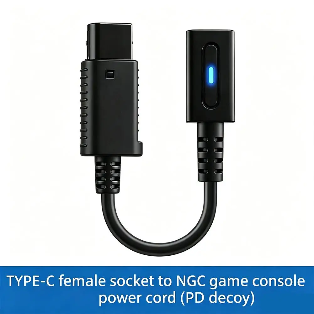 NGC 게임 콘솔용 TYPE-C 여성 어댑터 전원 코드 블랙 C형 45W PD 게임 콘솔 충전 케이블
