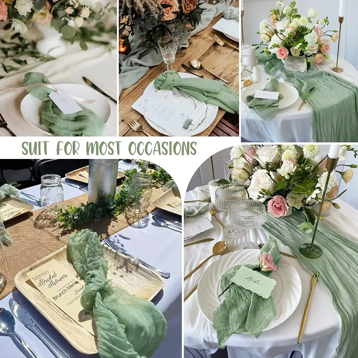 Gauze Table Napkins 12 PCS 20x20 Inch Soft Cheesecloth Wrinkled Dinner Napkins for Weddings Party Reception Anniversary cotton napkins