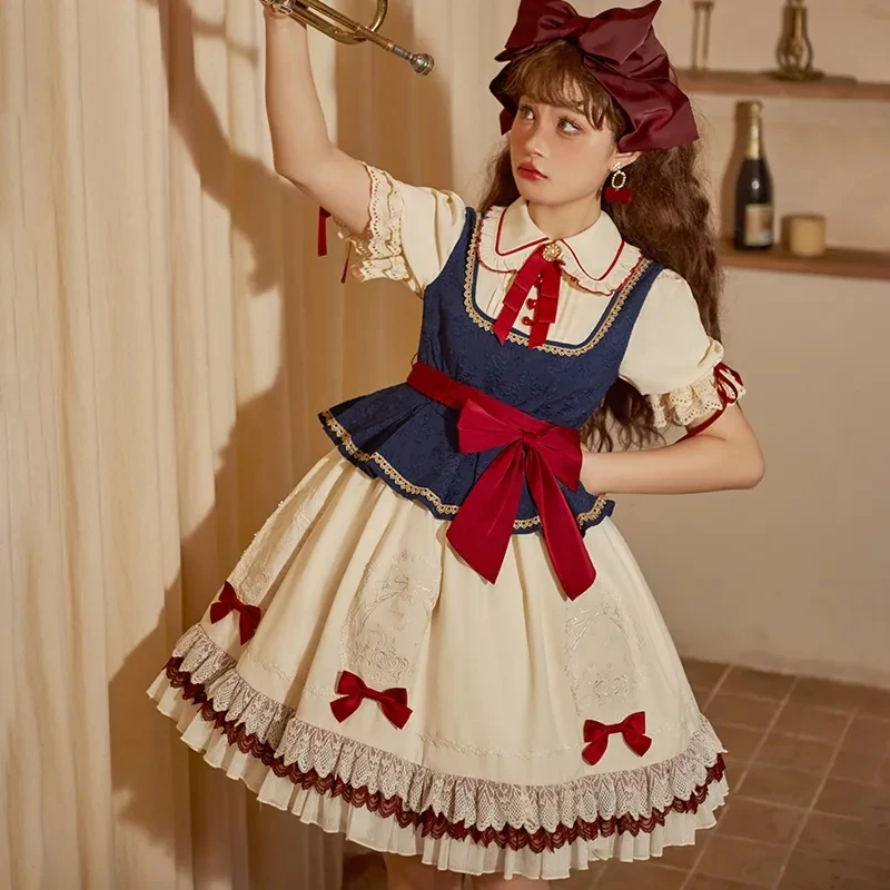 

NONSAR Original OP Lolita Dress Summer Soft Girl Short-Sleeved Sweet Cute Bow Dress