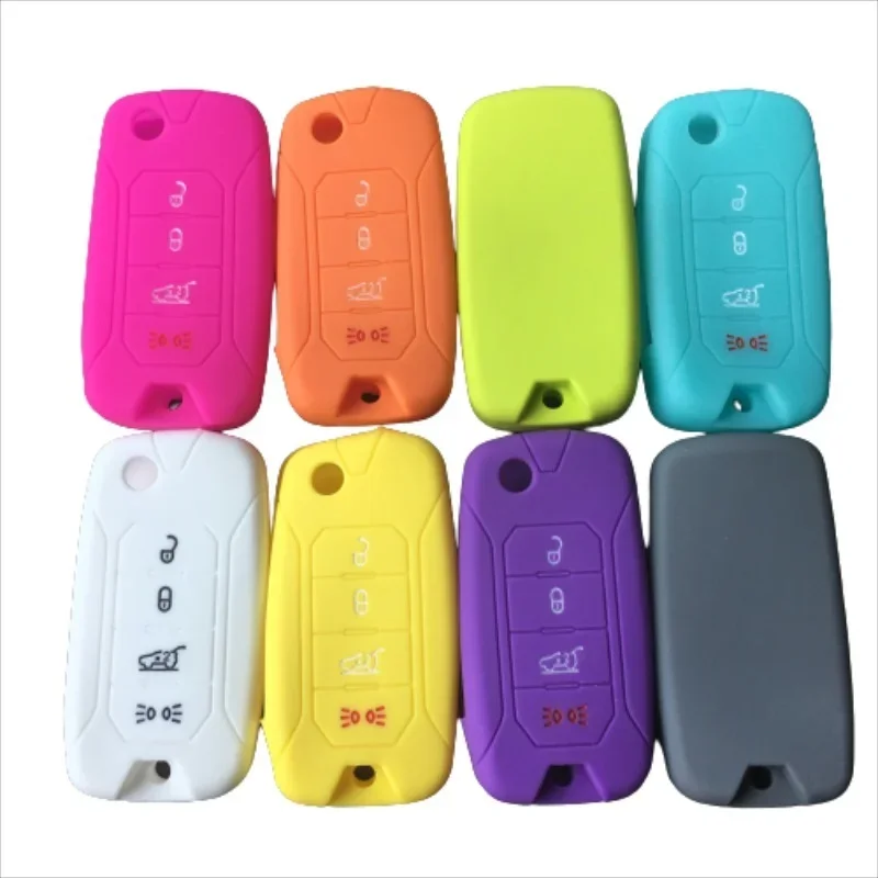 Silicone Car Key Case Cover Shell Bag for Jeep Renegade 4 Buttons Folding Remote Key key case key case cover car key shell