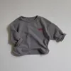 Solid Color T-shirt Spring Autumn Wear Boys Kids Long Sleeve Round Neck Tops Toddler Soft Thin Simple Versatile Bottoming Shirt 4