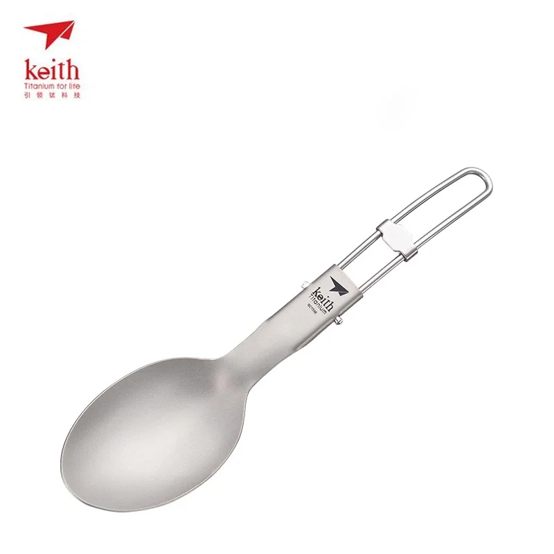 Keith Dinner Spoons Ultralight Foldable Handle Titanium Cutlery, camping cutlery,portable tableware,portable cutlery,titanium tableware