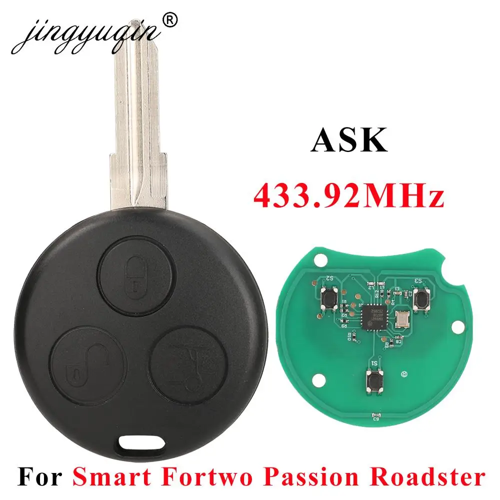 Jingyuqin 433,92 MHz ferngesteuerter Autoschlüssel für Mercedes-Benz Smart 1998–2006 Fortwo Passion Roadster City Coupe Crossblade Cabrio