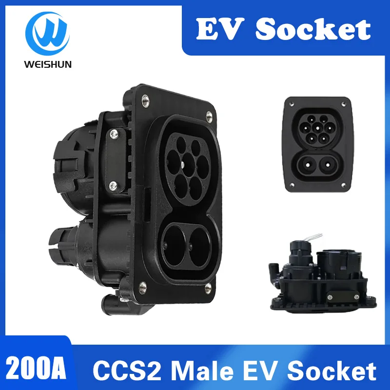 

200A CCS 2 COMBO EV Socket EVSE Electric Car Side Charging Socket Adapter CCS2 EV Charger Connector 9Pin For CCS 2 DC Vehicle