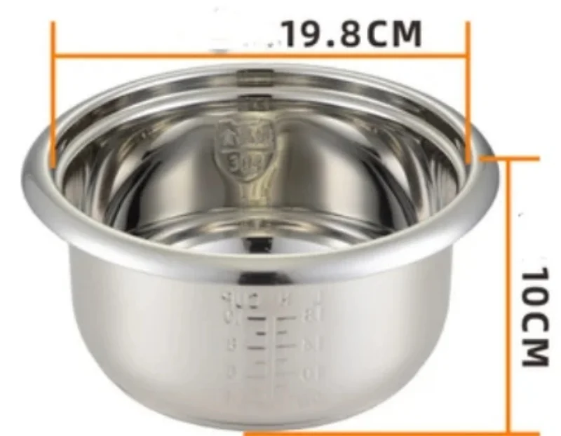 1L 304 stainless steel rice cooker inner container Non stick Cooking Pot Replacement Rice Cooker liner
