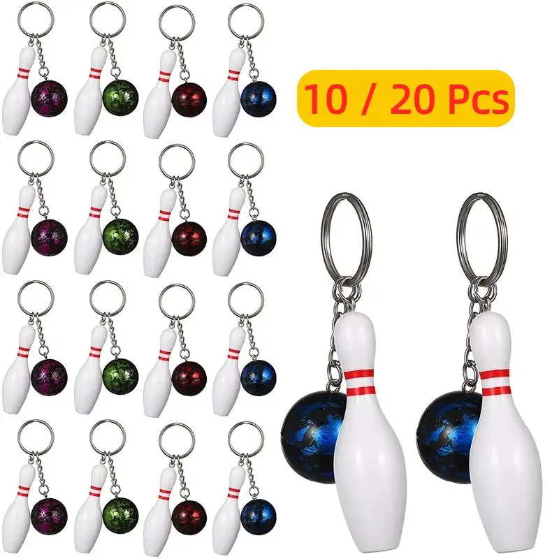 10/20 Stuks Bowling Pin Sleutelhangers Sport Sleutelhangers Handtas Charms Portemonnee Tas Charms Sport Party Gunsten Geschenken 4 Kleuren