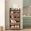 Wood Fruit and Vegetable Storage Rack, 5-Tier Pull-Out Snack Stand Fruit Basket Stand, Utility Shelf Organizer for Kitchen 4