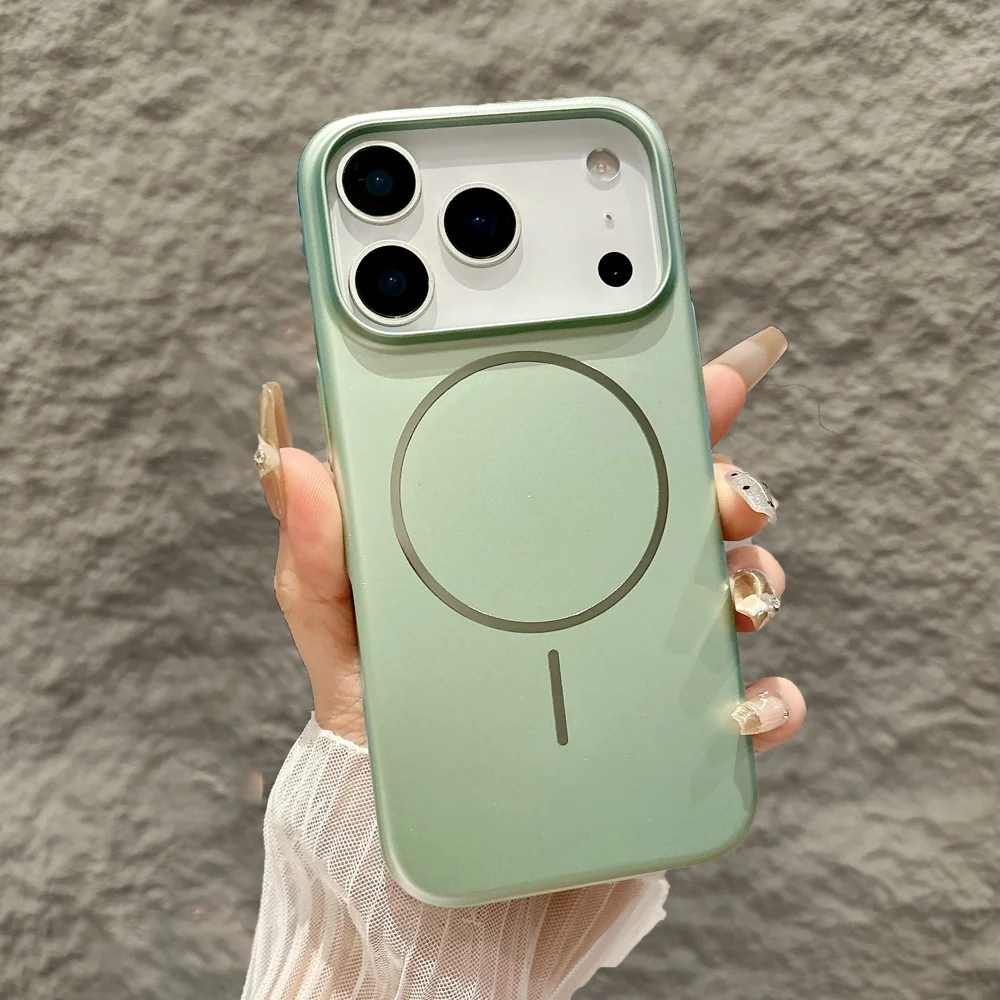 Sleek Metallic Paint Frosted Hard Case with Wireless Charging Capability