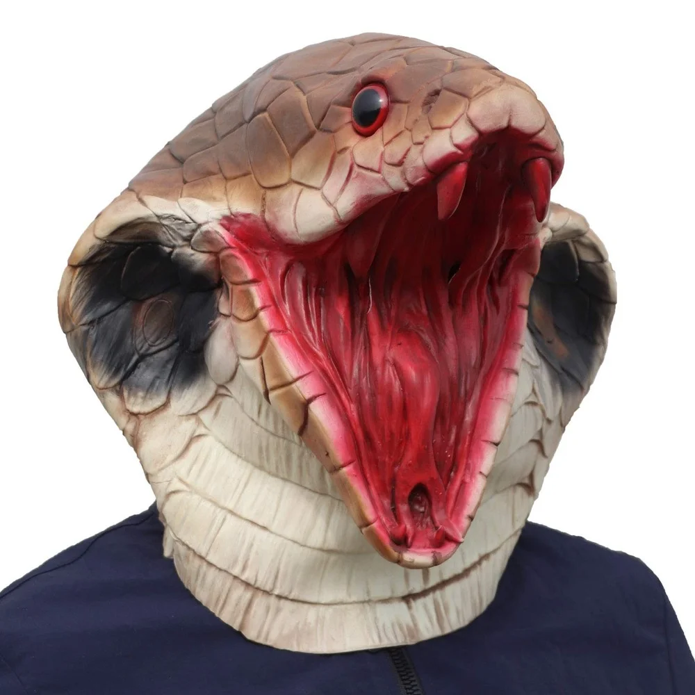 Halloween Snake Mask Funny Realistic Face Fursuit Head Costume Cosplay Party Latex Animal Fake for Adults(snake) | Тематическая