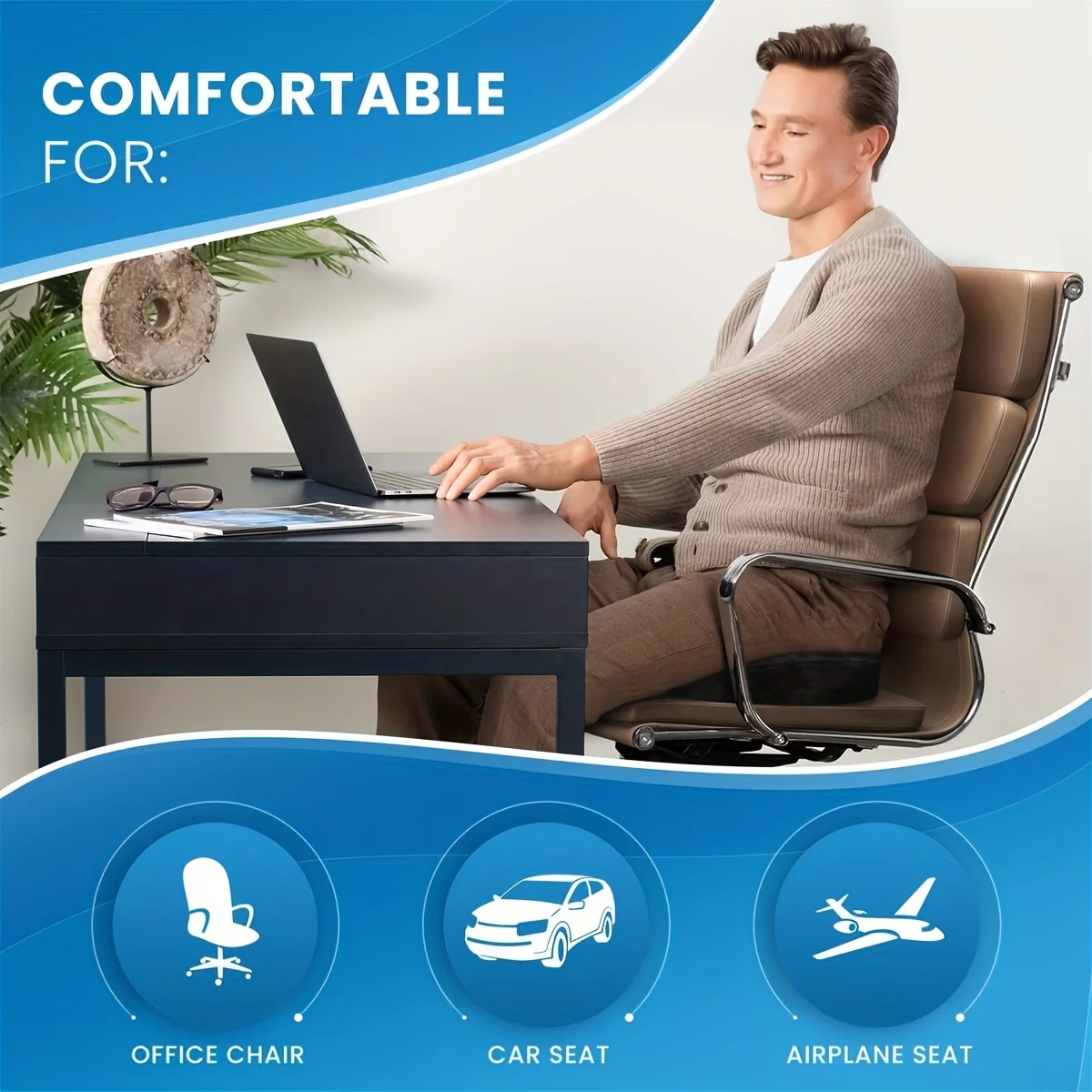 Long Lasting Comfort Seat Cushion - Office Chair Seat Cushion,  All Day Comfortable Sitting - Back Cushion, Office Chair Support 6