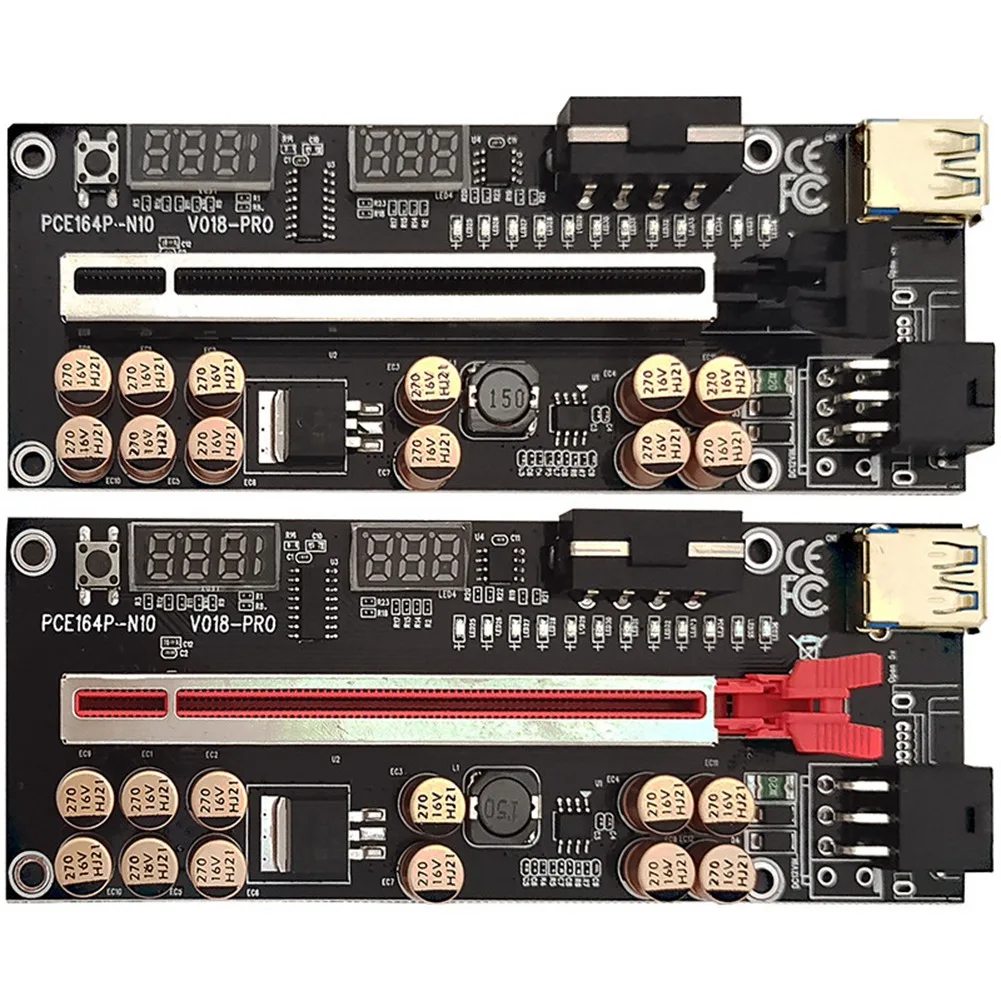 VER018 PRO PCI-E Riser Card USB 3.0 Cable 018 PLUS PCI Express 1X To 16X Extender PCIe Adapter for BTC Mining(Red) pci e riser card