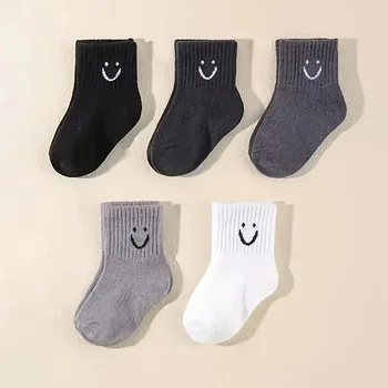 5 Pairs Baby Socks Cute Funny Face Emoticons Pattern Comfortable Kids Boys Girls Socks 3