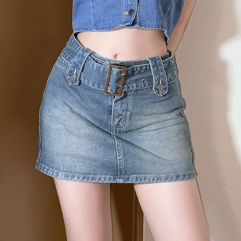 Pinko Short Jeans With Belt in Blue Womens Clothing Shorts Mini shorts 