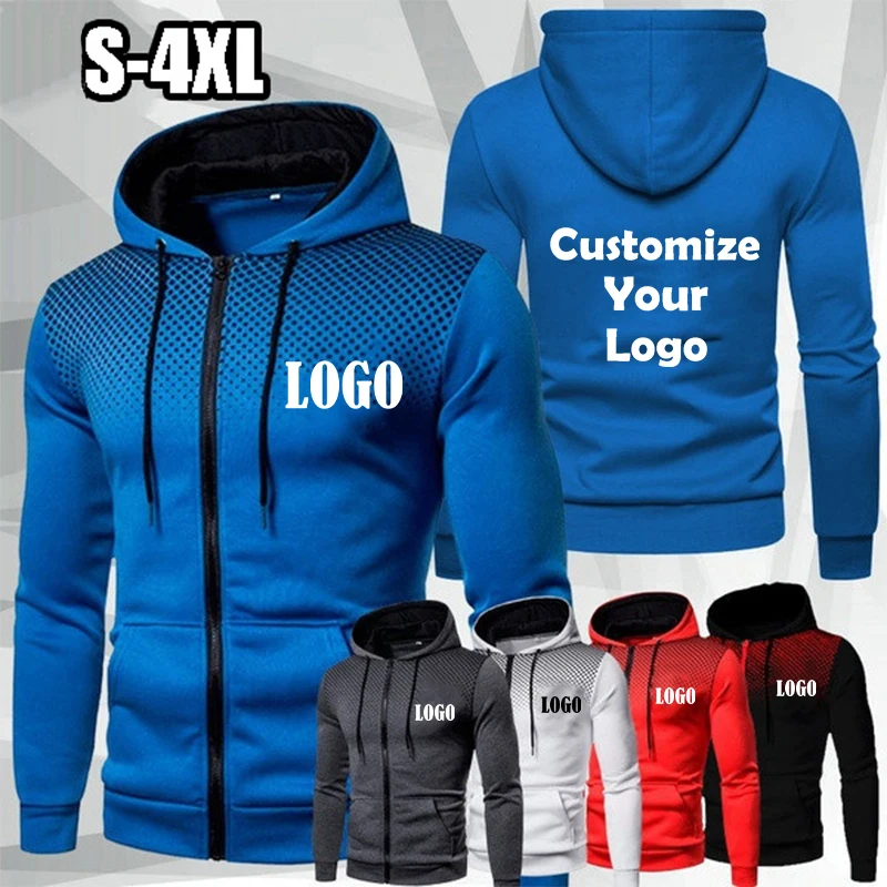 Customized Fashion Zipper Jacket Outdoor Sportwear Long Sleeved Men Personality Printing Sweatshirts