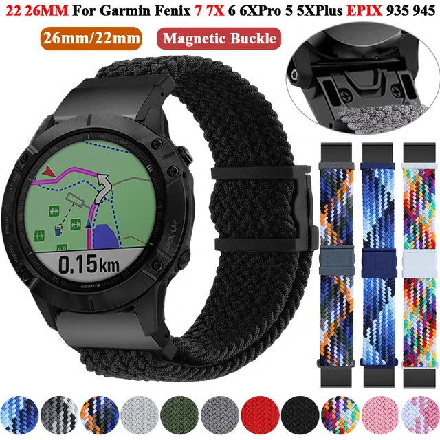 22 26MM Braided Loop Nylon Watch Band Strap For Garmin Fenix 6X 6 Pro 7X 7  Easyfit Wristband Fenix 5 5X Plus Smartwatch Bracelet