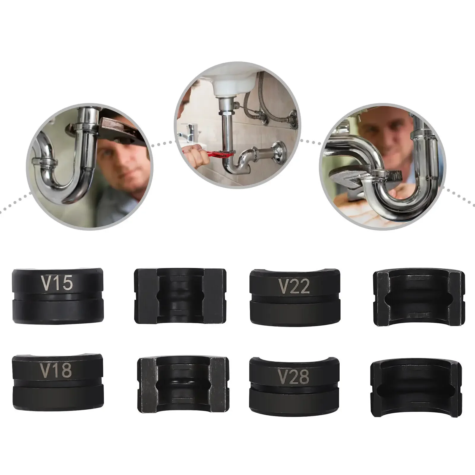 4-in-1 Presszange Set V15/18/22/28mm Cr45 Stahl Geschwärzt für Kupferrohr-Presswerkzeug Zubehör – Detail 2