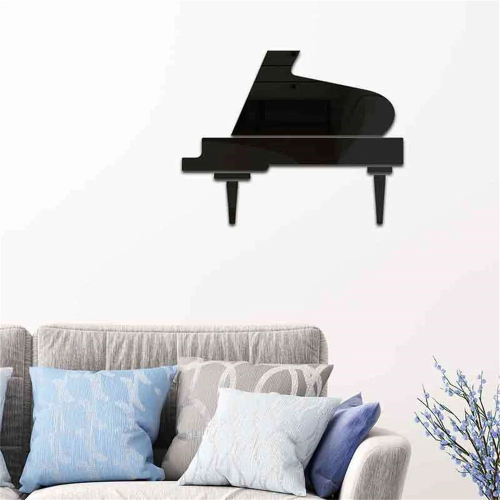 Creative Piano 3D Mirror Acrylic Wall Stickers Self Adhesive Decals DIY Bedroom Living Room Bathroom Home Decor
