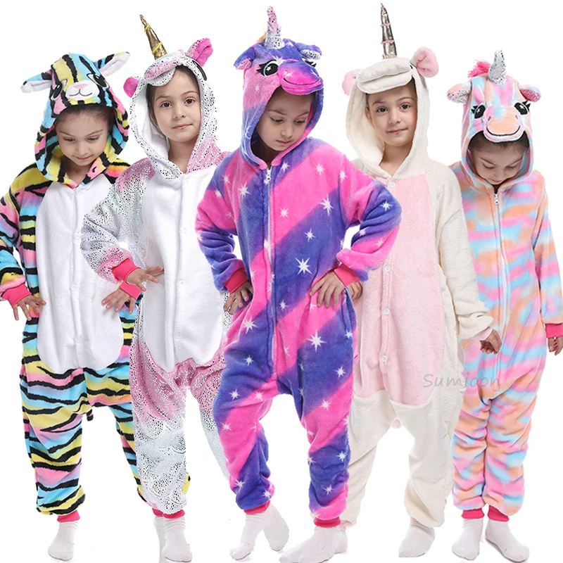 Children Kigurumi Unicorn Pajamas Kids Baby Animal Overalls Jumpsuit Onesie Panda Pajama Sleepwear Girls Cosplay Pyjama Pijamas