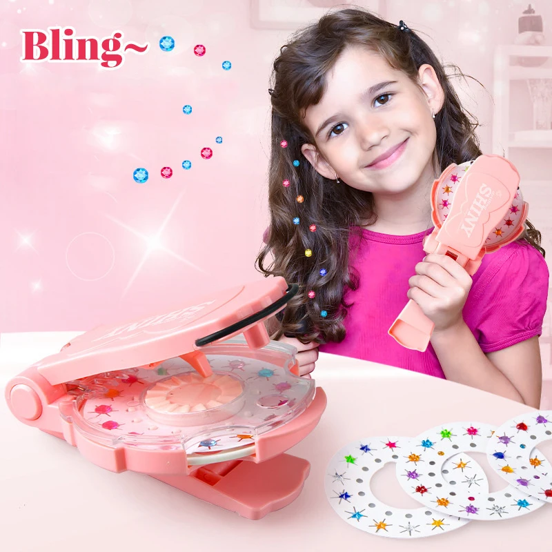 Hair Gem Stamper Kit Bling Styling Rhinestone Jewels Tool Hair Styling Toys with Reusable Rhinestones for Kids Children Girls hair accessories