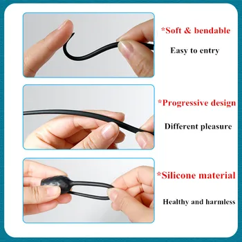 Male Penis Ejaculation Delay Toy Prostate Vibrator Urethral Catheter Male Masturbation Sex Toys Penis Plug Urethral Dilator 6