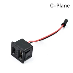 Black Double - Layer USB Type - C and USB Charging Socket with Cable Connector (USB TYPE - C flat)