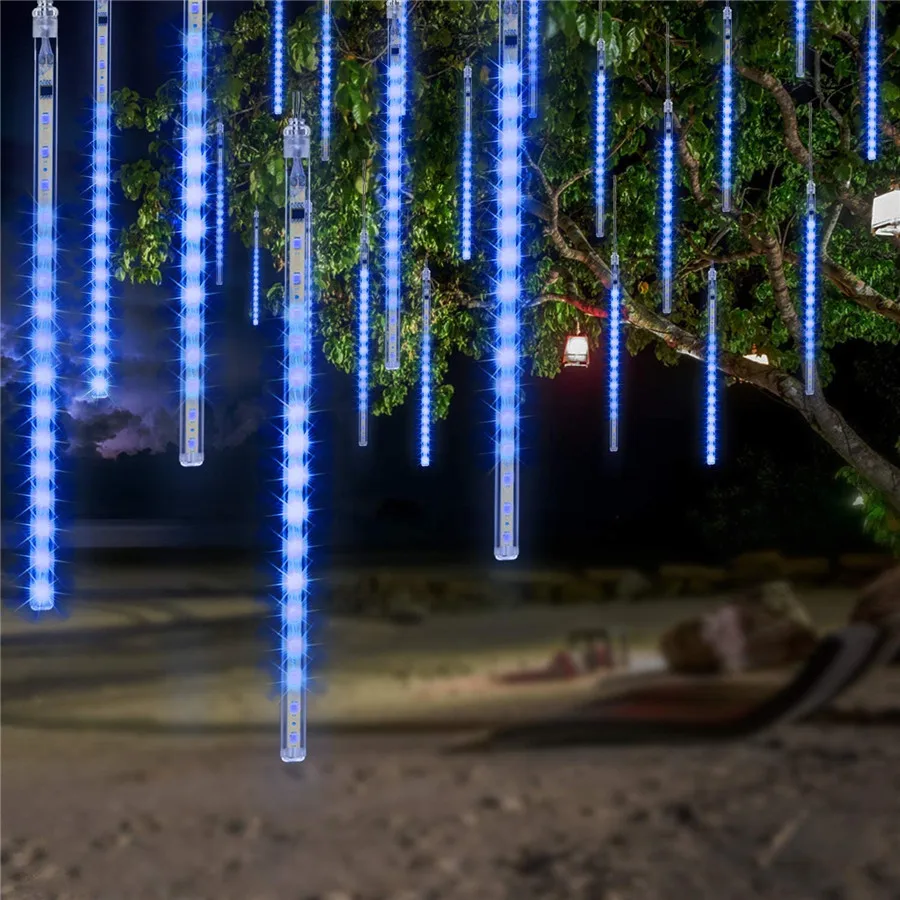 Impermeabile Hanging Garland Light Outdoor Meteor Shower Light Falling Rain Icicle String Light Per Garden Tree Christmas Decor