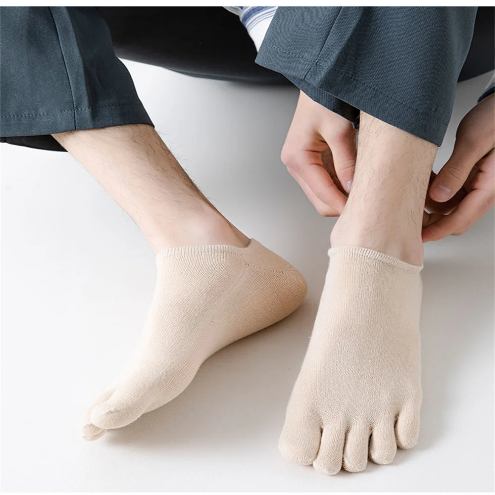 Five Fingers Socks Men Breathable Short Ankle Toe Socks Sports Running Solid Color Black Gray Male Sox 5 Pairs sports socks plain color boat socks ankle socks short socks black socks athletic socks gym socks breathable socks solid color socks solid colour socks