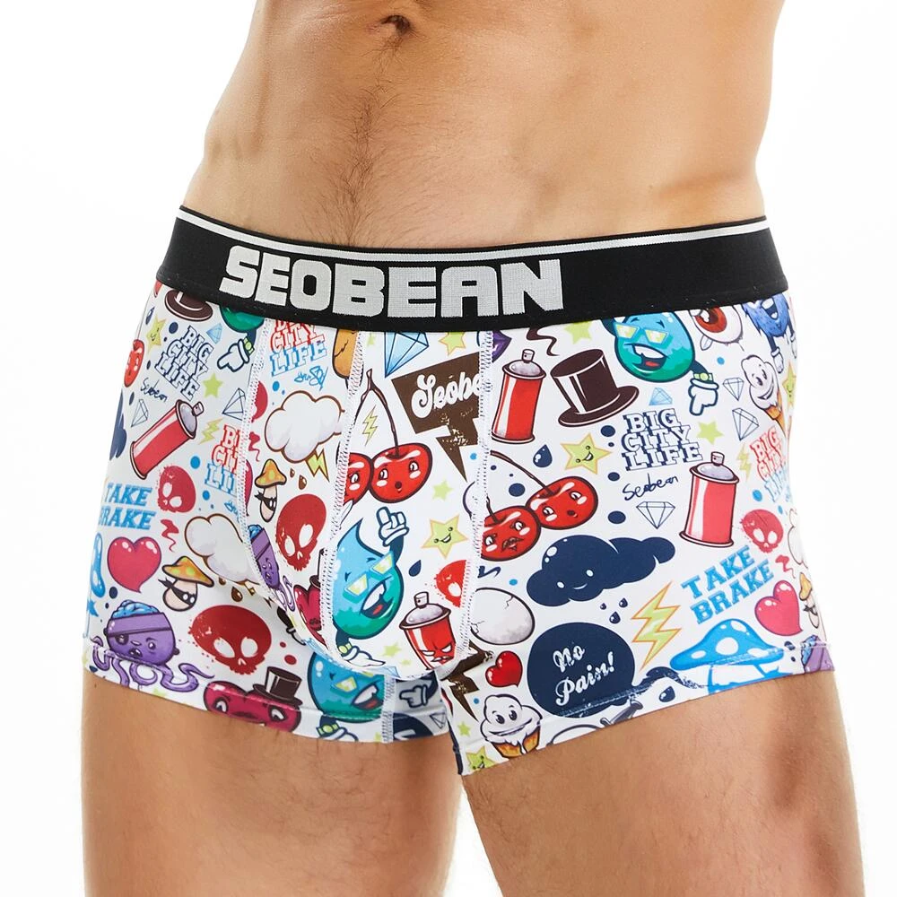 mens underwear sale SEOBEAN Print Boxers Mens Underwear Underpants Sexy Male Panties Silky Smooth Men Boxer Shorts Boxers For Man 2022 New sexy guy underwear