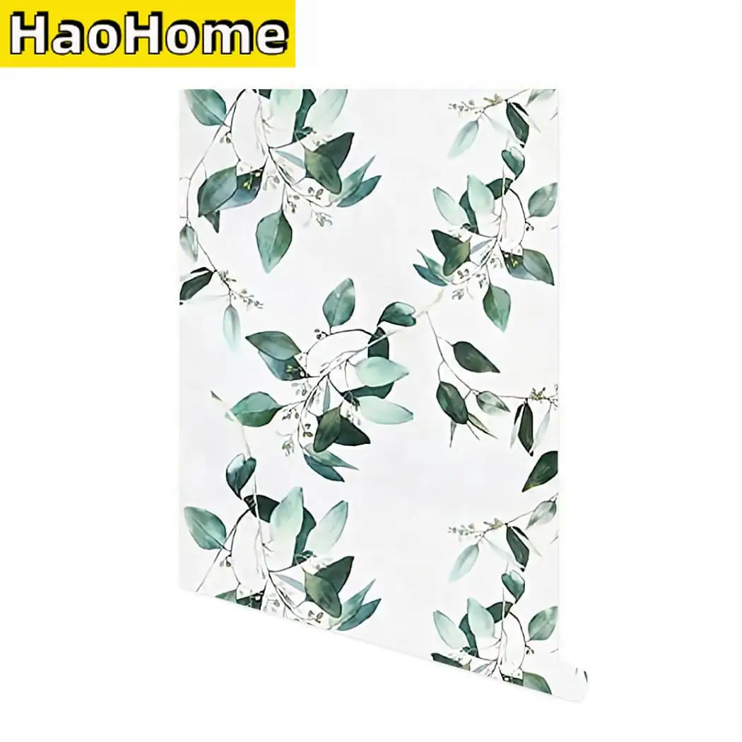 Green Peel and Stick Wallpaper Plant Wallpaper Eucalyptus Leaf Self Adhesive Wall Paper Vinyl Removable Contact Paper for Wall