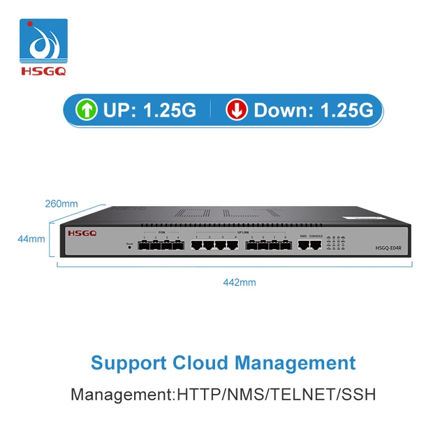 HSGQ E04R MINI layer 4 GE uplink 4 PON port web olt gpon c320 olt gpon 4 ports 4