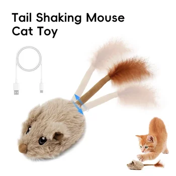 Ratón de movimiento recargable, juguete para gato, ratón con sonido móvil, juguete interactivo para gato, ratón con sonido 1
