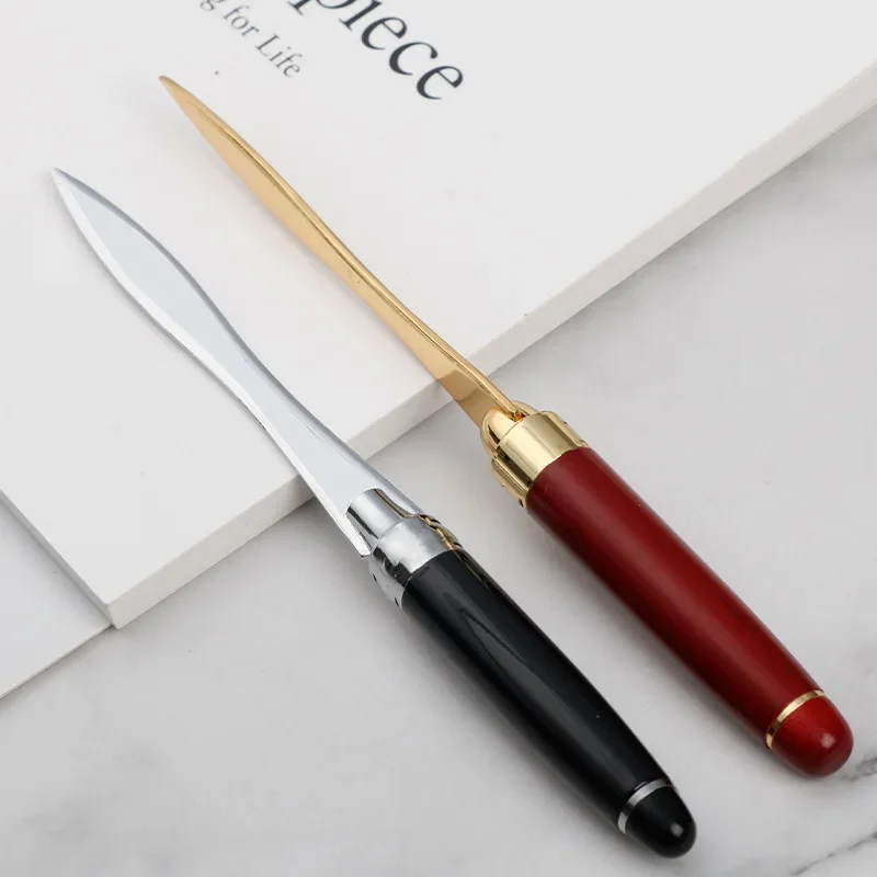 Letter Opener Wood Handle Stainless Steel Cut Paper Knife Split File Envelopes for School Student Stationery mail opener