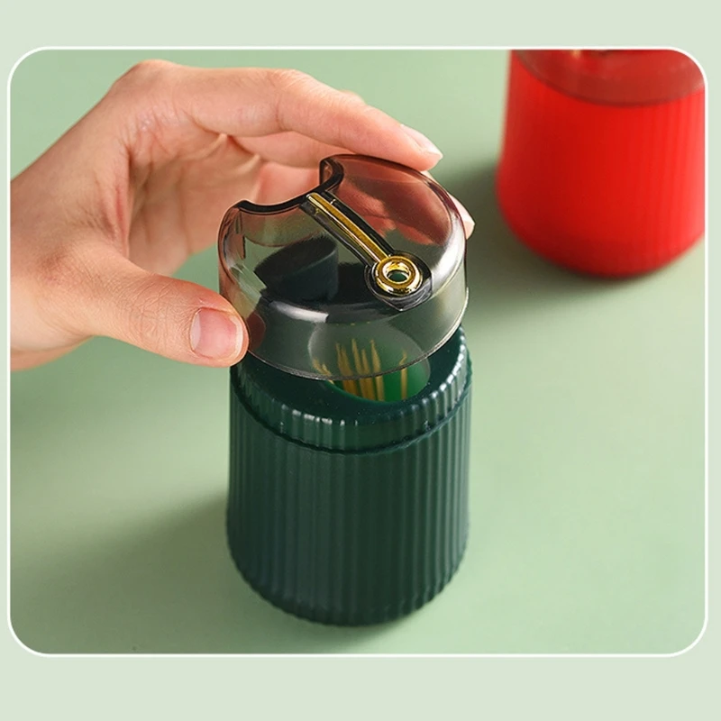 Cylinder Toothpick-Case Toothpick Dispenser Portable-Press Type Toothpick Holder Push-Type Toothpick Round Dispenser