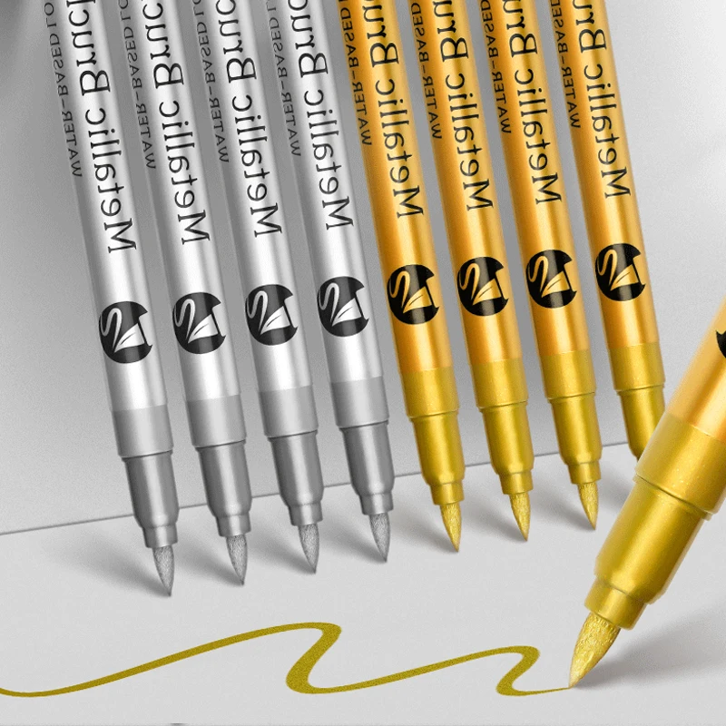 Soft Headed High gloss metal Marker pen 4pcs/set carft pen gold silver paint pen DIY signature waterproof Writing permanent marker pen marker pens permanent marker permanent markers paint marker pen markers pen soft head marker