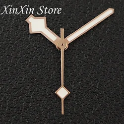 Silver Luminous Snowflake Watch Hands with Green Accents (Rose Gold)