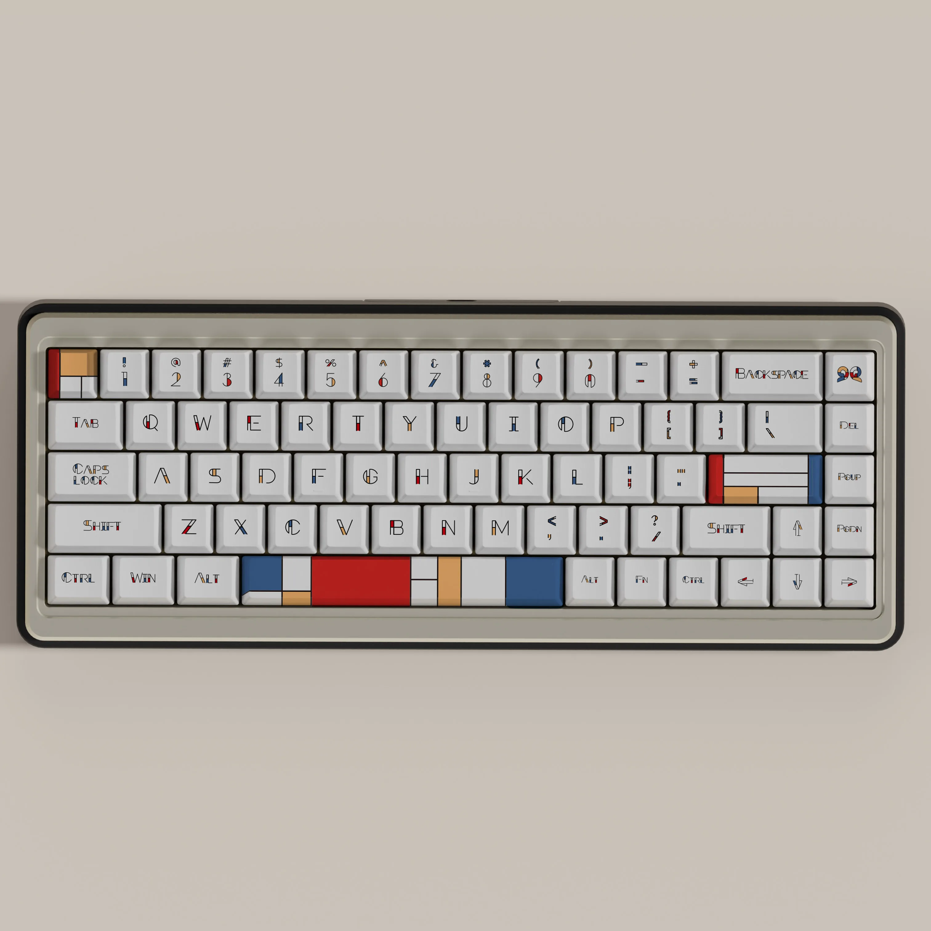 Mondrian Keycaps para Switch Pbt Sublimação de Dye Perfil Cherry Keycap para 60 65 75 80 96 980 104 108 mx Conjunto - Imagem 5