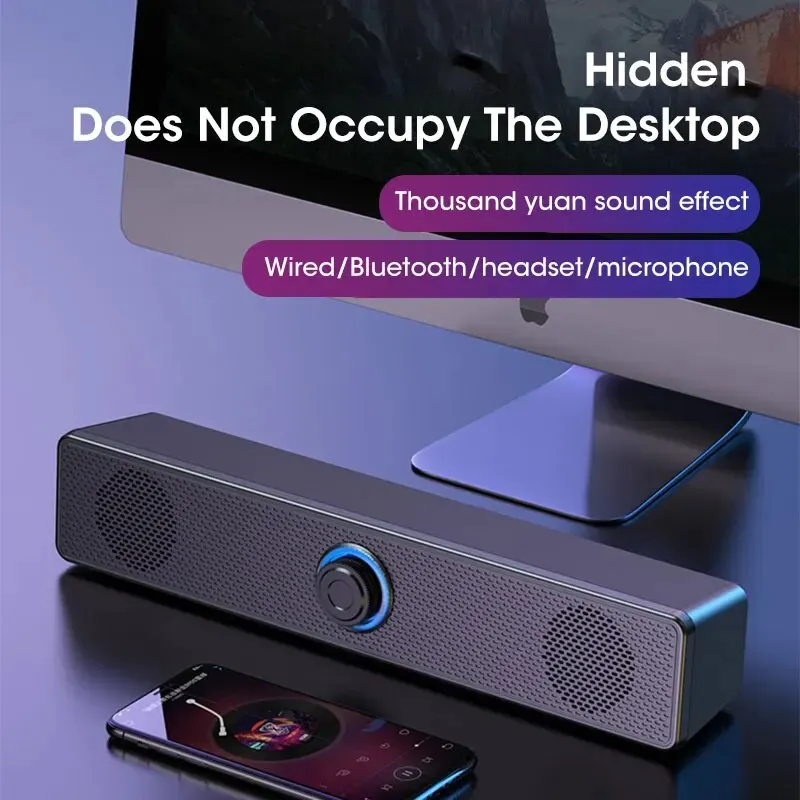 Bluetooth speaker Computer speaker Desktop speakers PC Soundbar Wired and Wireless Bluetooth Speaker USB Powered Soundbar for TV Pc Laptop Gaming Home Theater Surround Audio System