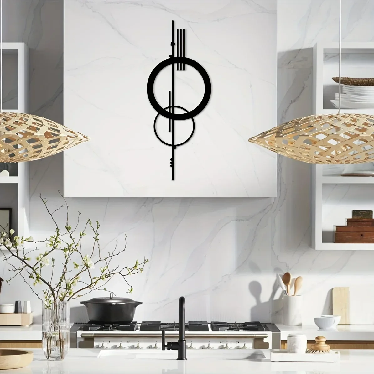 

Metal Wall Decor, Hanging Wall Art, Minimalist Abstract Hollow Vertical Decorations, Sculptures Geometric Wall Hanging Iron