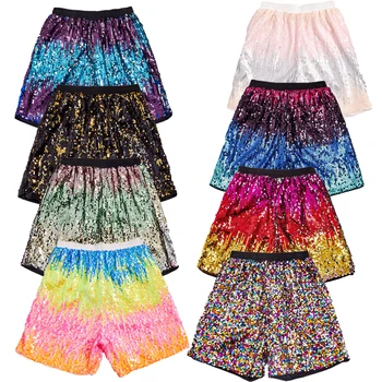 2025 New Elastic Waist Multi-Color Sequin Shorts for Men, Casual Loose-Fitting Trendy Street Style Super Cool Men's Short Pants 1