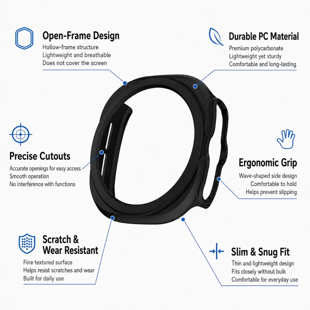 Hollowed Protective Hard Bumper Shell for Galaxy Watch Accessories
