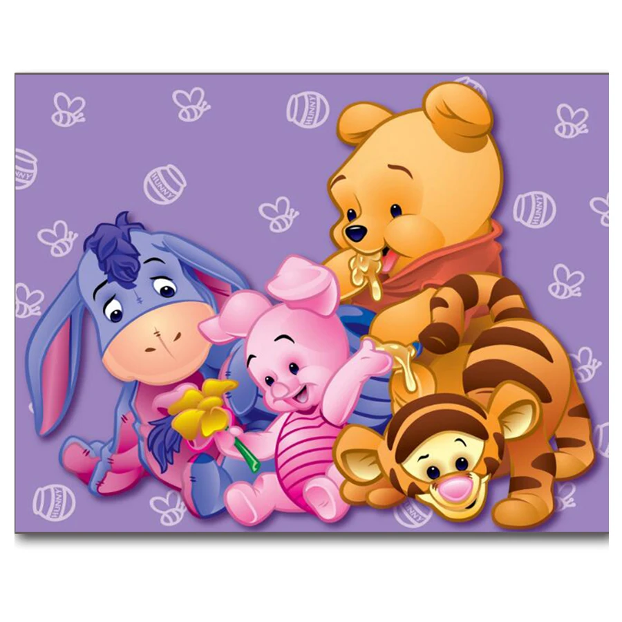 Disney 5d Diy Diamond Painting &quotWinnie the Pooh Family&quot Full Drill Mosaic Embroidery Cross Stitch Kids Gift Home Decor |