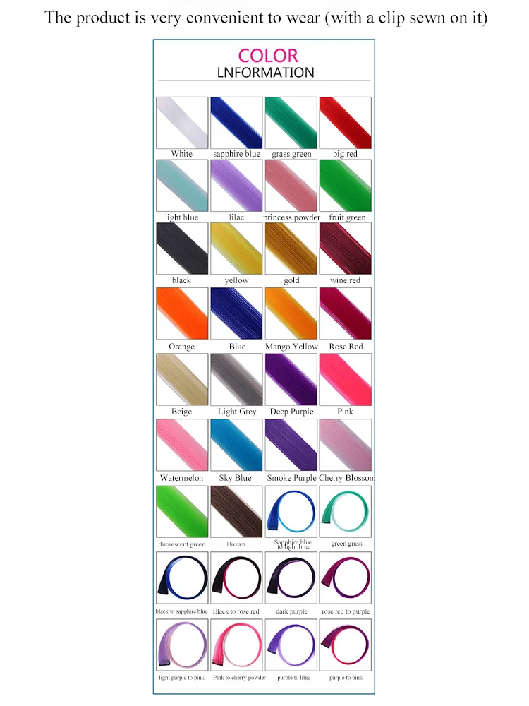 Description Picture 4 of item45cm/Pc 15Colors Fake Hair Extensions with Invisible Black Hair Clips Heat Resistant Straight For Women Styling Tool Accesories