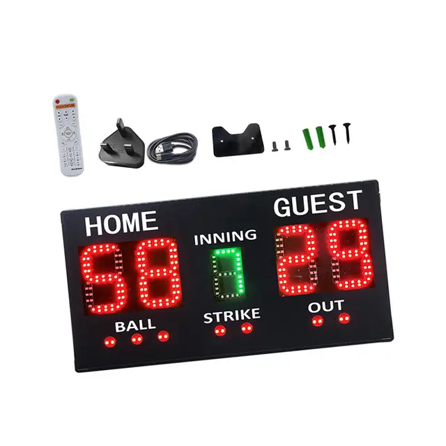 YZ Digital Baseball Scoreboard With Timer & Remote - LED Display For Inning, Ball, Strike, Out, Hit, Error, Portable For Outdoor Games