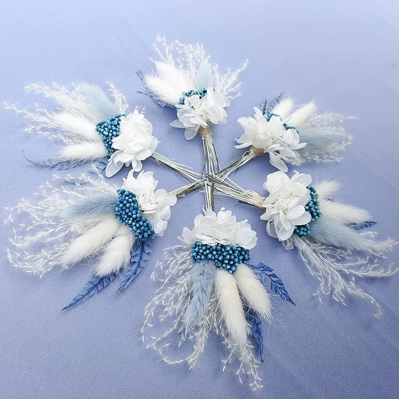 Dried flowers without withering] Blue, white and gray texture natural wind  bouquet - Shop Amanda Floral Design Other - Pinkoi