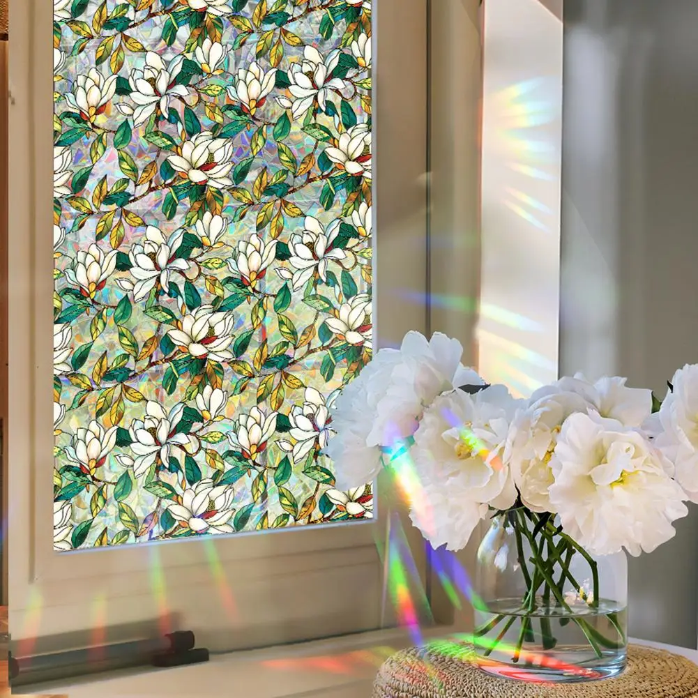 Static Uv Blocking Window Film Colorful Stained Glass Window Film for Privacy Sun Blocking Double-sided Rainbow for Windows